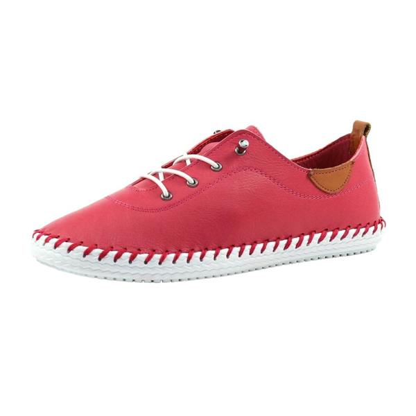 Lunar Womens/Ladies St Ives Leather Plimsolls - Raspberry - 