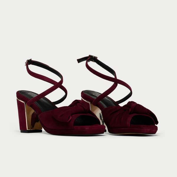 Lydia burgundy heels for wide feet front view