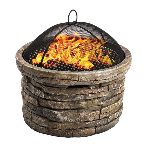 Centurion Supports Fireology SAMUI Beige Majestic Garden and Patio Round Multi-function Heater, Fire Pit, Brazier and Barbecue