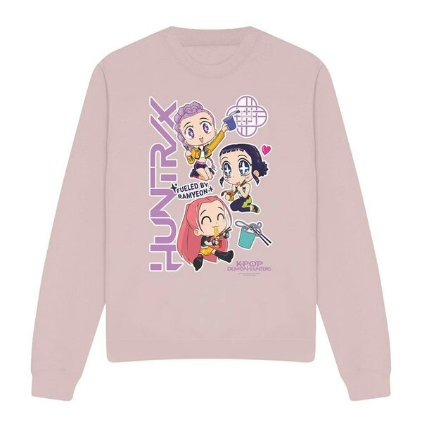 K-Pop Demon Hunters Unisex Adult Huntrix Ramyeon Chibi Sweatshirt - Pink