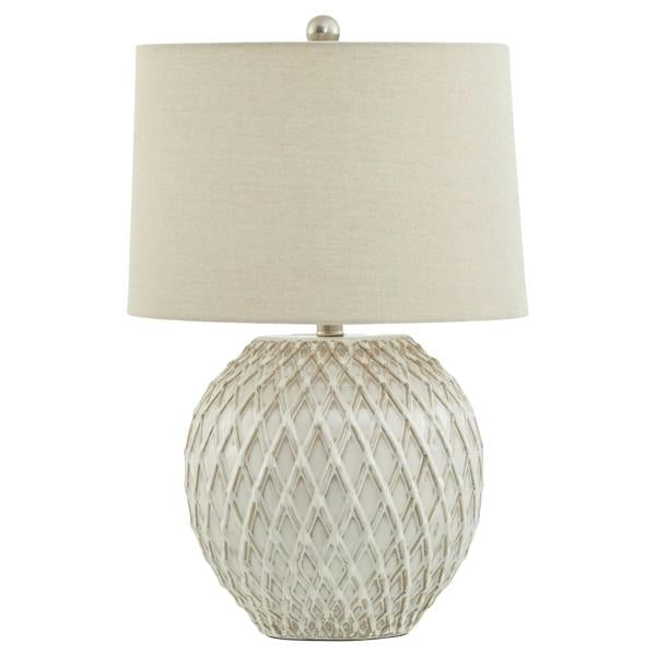 Hill Interiors Lattice Ceramic Table Lamp (UK Plug) - White - 