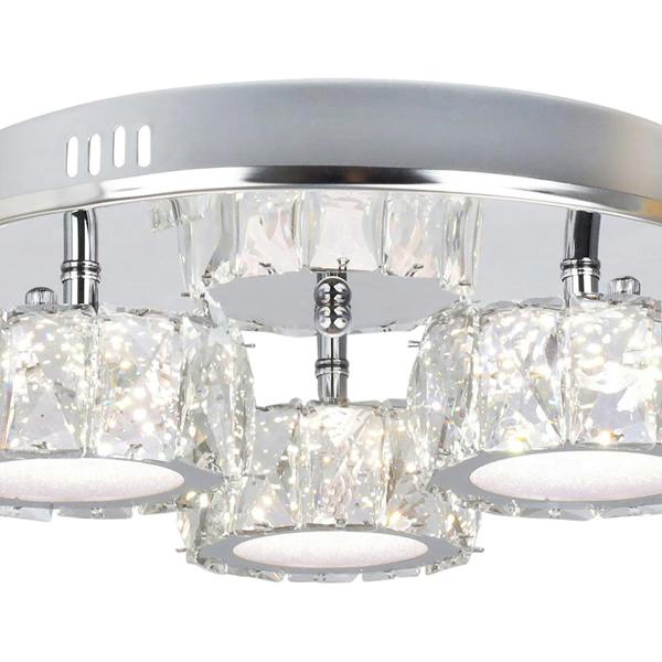 Pagazzi Lighting Dilan 3 Light Polished Chrome & Crystal LED Flush Ceiling Light