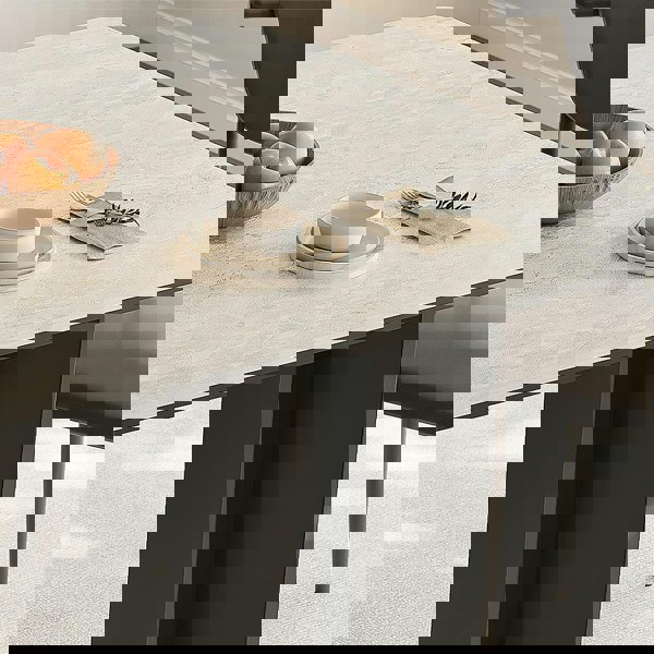 Hasegawa Dining Table, Sintered Stone With Black Legs with second hand dining tables