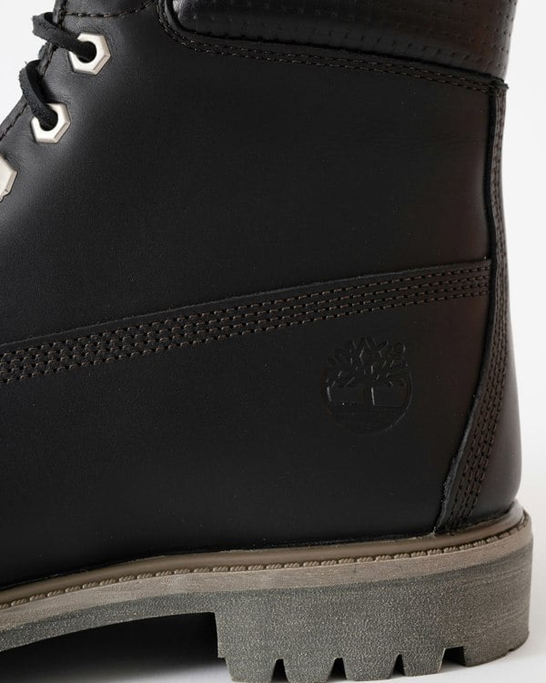 Timberland Mens Premium 6 Inch Full Grain Leather Waterproof Boot - Black/Dark Brown