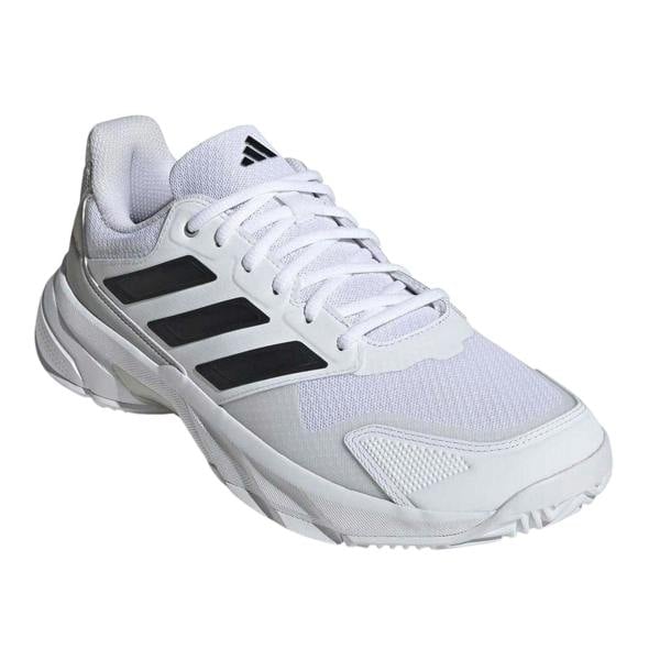 Adidas Mens Courtjam Control 3 Leather Low Tennis Shoes - White/Black - 