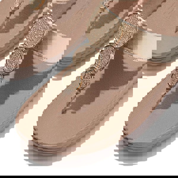 FitFlop HALO BEAD-CIRCLE Womens Toe Post Sandals Metallic Latte Beige