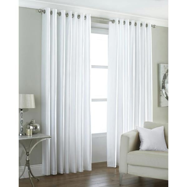 Riva Home Fiji Faux Silk Ringtop Curtains - White