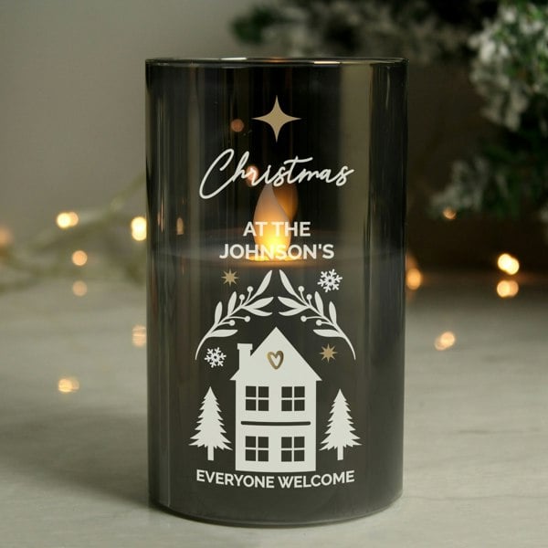 Personalised Memento Company Personalised Christmas Smoked Glass LED Candle