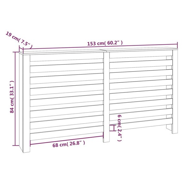 Berkfield Radiator Cover 153x19x84 cm Solid Wood Pine