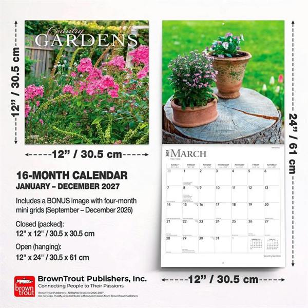 Gardens Calendar 2027, Wall Calendars, Month To View, Lifestyle, Gift
