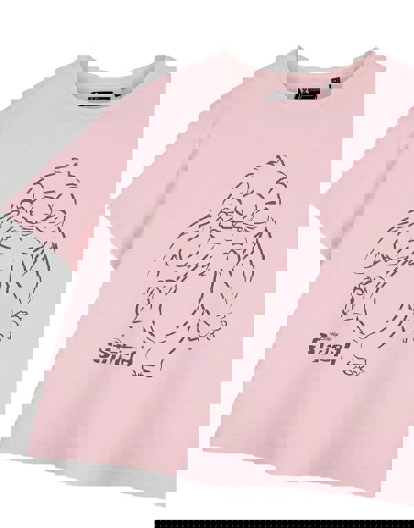 Disney Womens Pink Linear Cropped Short Sleeved T-Shirt