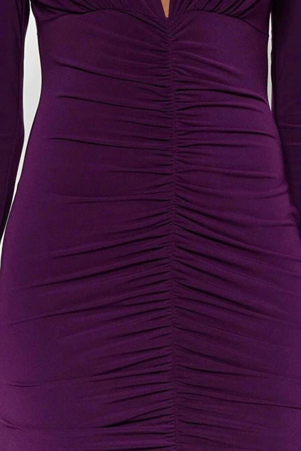 WOVCOR Draped V-Neck Midi Knit Pencil Dress