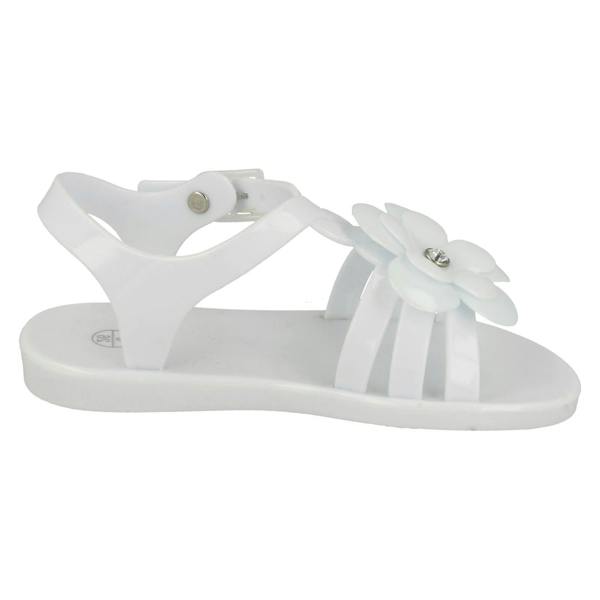 Spot On Girls Spot On Flat Strappy T Bar Flower Trim Sandal