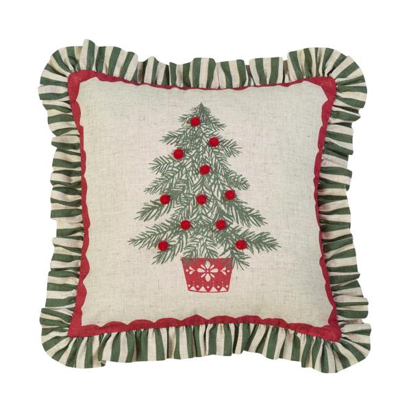 Catherine Lansfield Frilled Christmas Tree Cushion Green