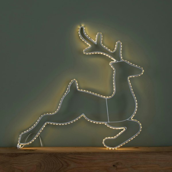Samuel Alexander 42cm Light up Hanging Christmas Reindeer and Sleigh Silhouette with Warm White LEDs
