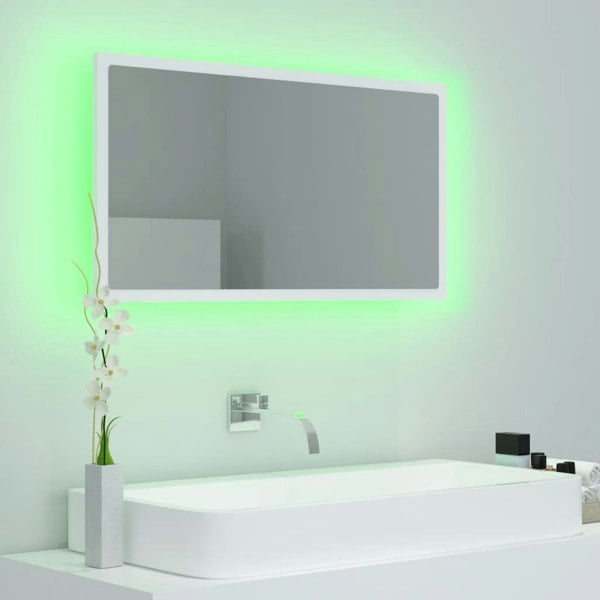Berkfield LED Bathroom Mirror White 80x8.5x37 cm Acrylic