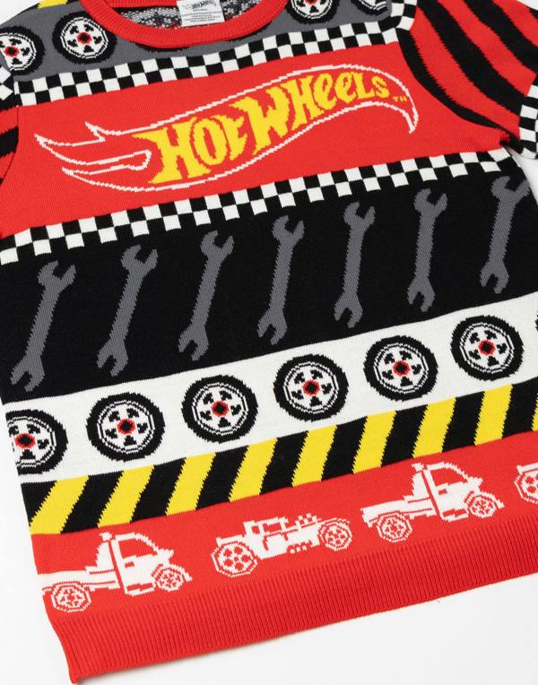 Hot Wheels Boys Multicoloured Tyre & Spanner Fairisle Christmas Jumper