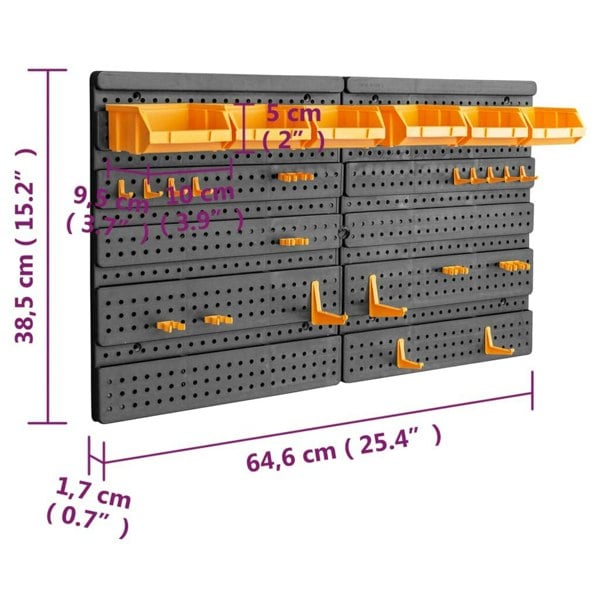Berkfield Tool Wall 646x385 mm 26 Tool Holders PP