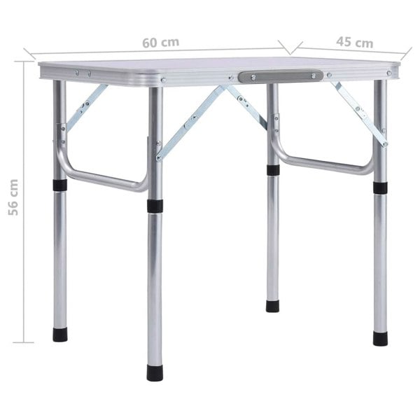 Berkfield Folding Camping Table White Aluminium 60x45 cm