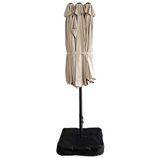 Gr8 Garden 4.6m Patio Parasol Large Double Sided Garden Umbrella Crank Handle Base Beige