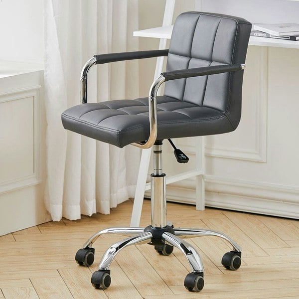 Low Back Faux Leather with Chrome Base Living and Home Grey