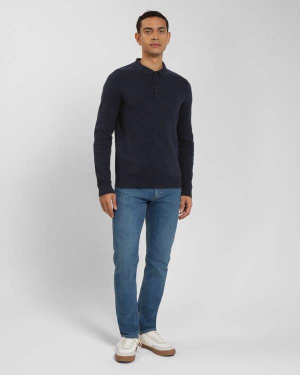 Steel & Jelly Heavy Milano Knit Long Sleeve Polo Shirt