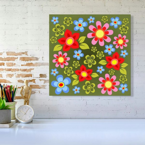 Warren Reed Red And Blue Flowers Canvas