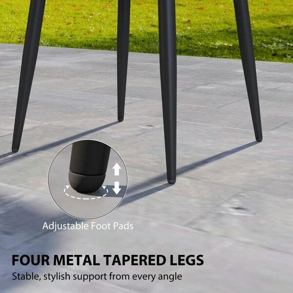 Bobobiy 49.5 cm Round Garden Table, Small Outdoor Coffee Side Table with Plastic Tray-Style Top, Metal Legs, Black