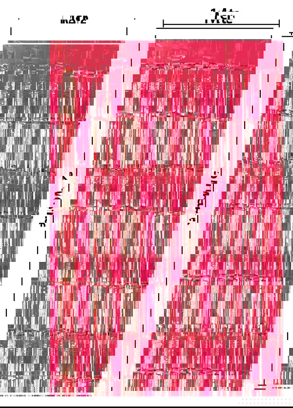 Cheetah Metallic Tinsel Curtain, 2M x 1M Red