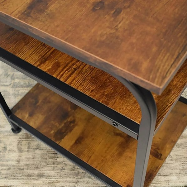 Rafaelo Mobilia 3 Tier Living Room Side Table Rustic Brown