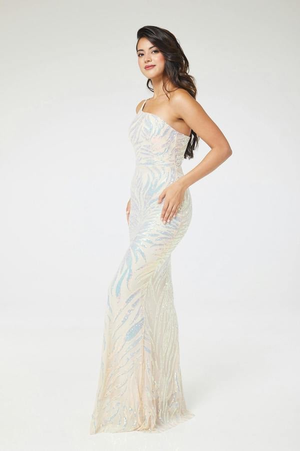 LuvForever Zaria - Apricot Sequin Maxi Dress