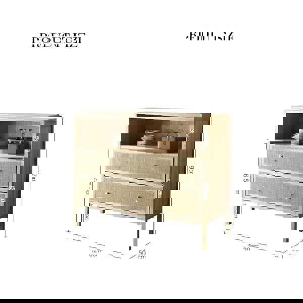 San Vintage Sideboard, Rattan & Solid Wood, Oak-Weilai Concept-Weilai Concept