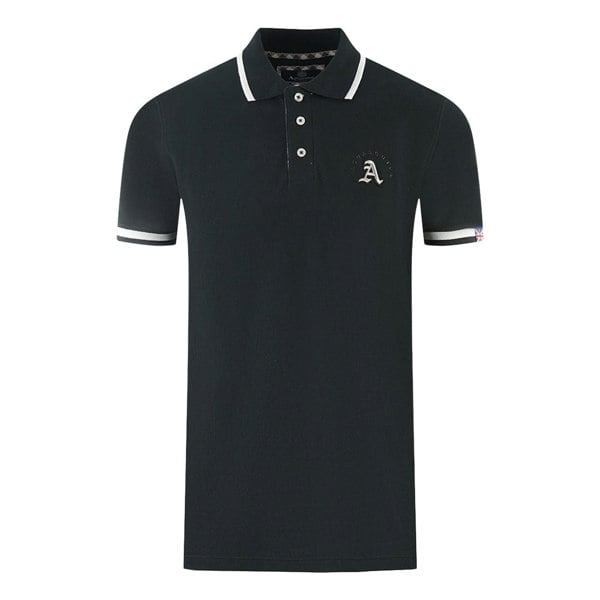 Aquascutum Embossed A Tipped Polo Shirt - Black