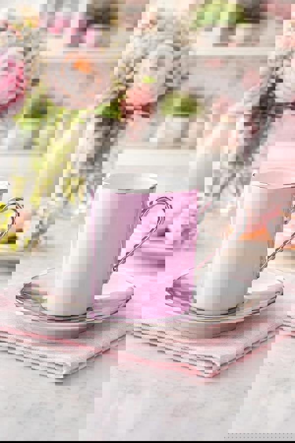 LSA Palazzo 100ml Porcelain Coffee Cup and Saucer Pink