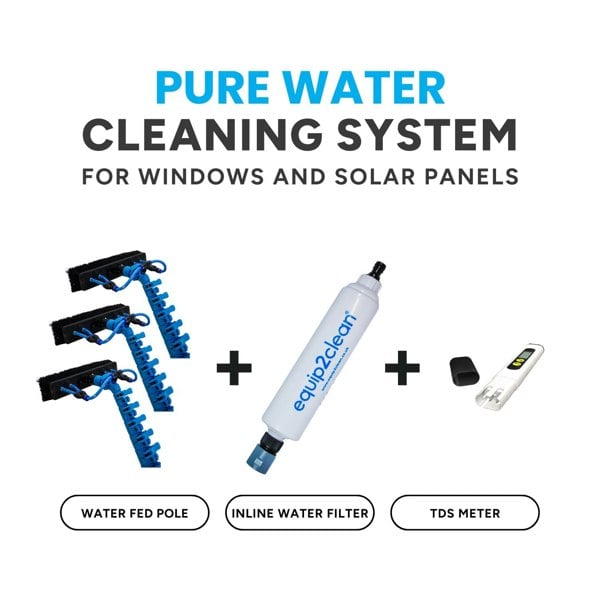 Equip2clean Aquaspray® Venom Bundle Kit - 30ft Water-fed Telescopic Window Cleaning Pole + Inline Di-Filter + TDS Meter