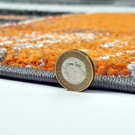 Viva Rugs Modern Rug Orange Grey Black Geometric Abstract Patterned Large XL Small Living Room Bedroom Carpet Mat