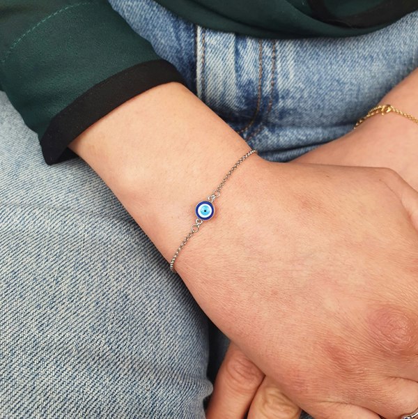 Turkish Evil Eye Friendship Sterling Silver Bracelet