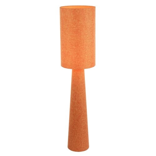 Happy Homewares Modern Dusty Orange Linen Fabric Floor Lamp with Drum Shade and Base