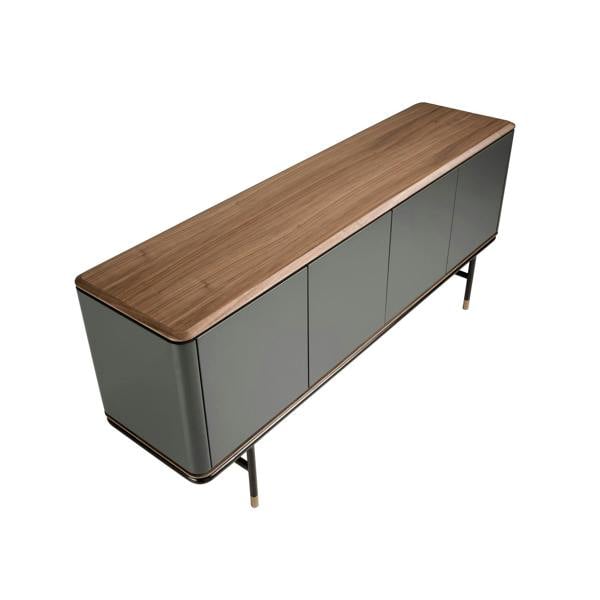 Angel Cerdá Sideboard in Dark Grey Wood, Black Steel and Walnut Top 3264