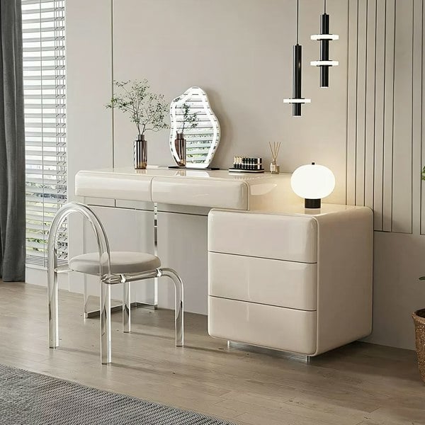 Donnelly Dressing Table With LED Mirror, Cream-Weilai Concept-Weilai Concept