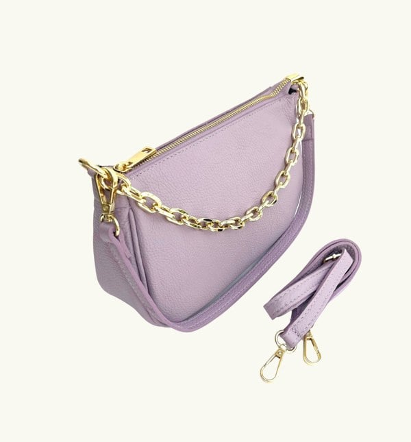 Apatchy London Pebble Leather Baguette Bag - Lilac