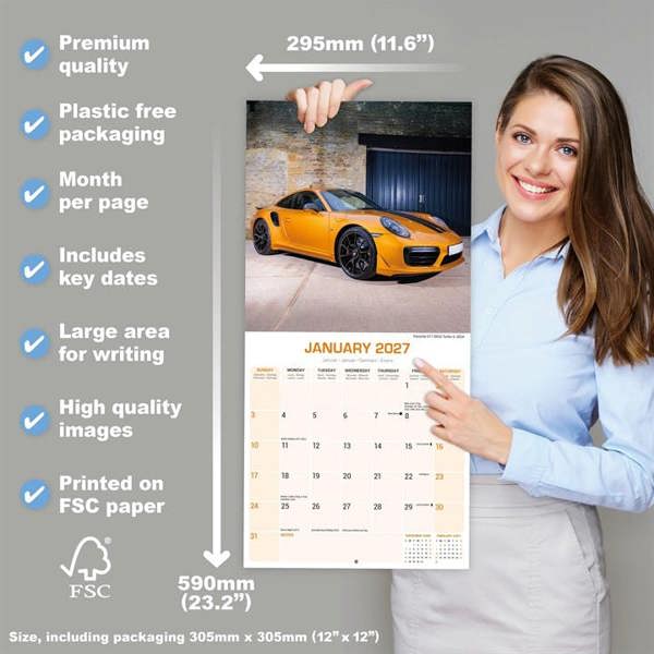 Porsche Calendar 2027, Wall Calendars, Month To View, Transport, Gift