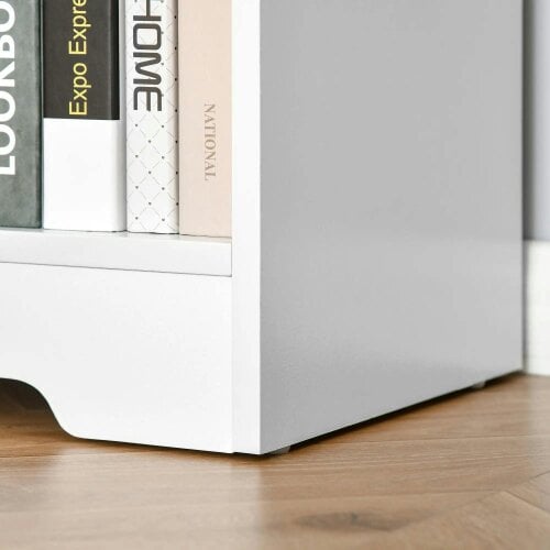 Bobobiy Wooden Cube Bookcase, 2 Tier Open Storage Shelving Unit with 4 Compartments, 118 x 29 x 76cm, White