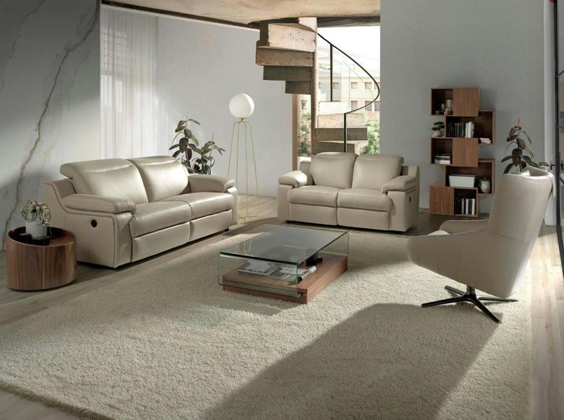 Angel Cerdá Grey Taupe Leather Swivel Armchair 5090