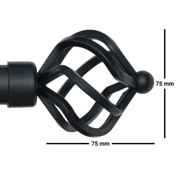A.Unique Home Twisted Metal Extendable Curtain Pole (25/28mm) (Matte Black,70cm - 120cm)
