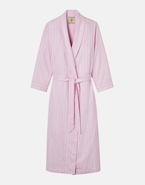 British Boxers Women's Brushed Cotton Dressing Gown – Westwood Pink Stripe