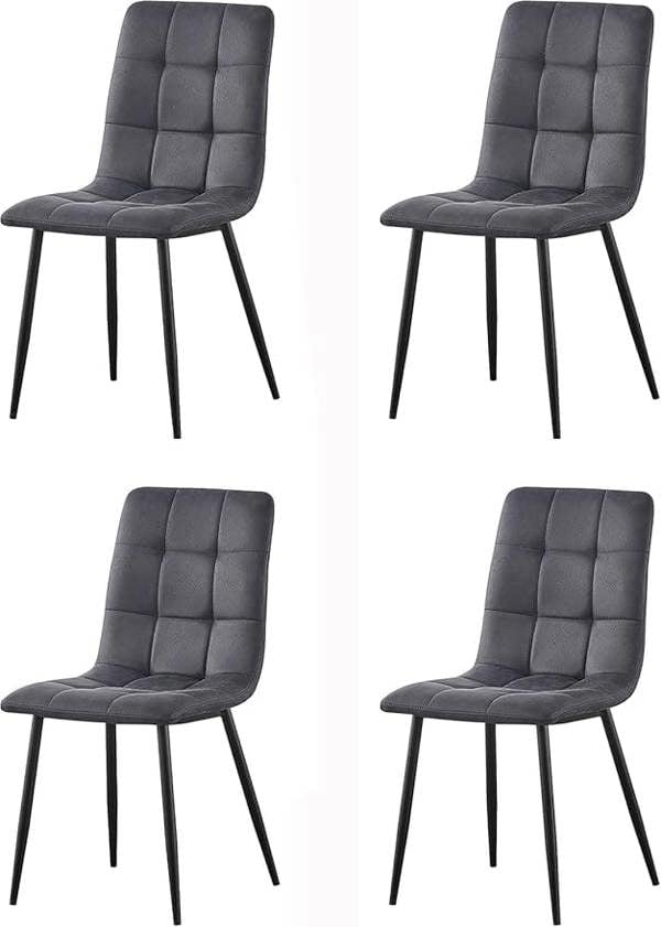 Set of 4 Suede effect Velvet Upholstered Dining Chairs Henri