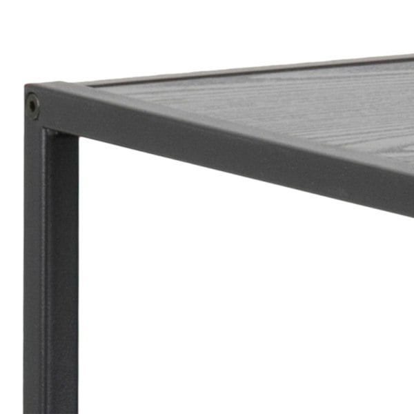Furniture To Go Seaford Wide Black Metal Bookcase with 4 Black Oak Shelves