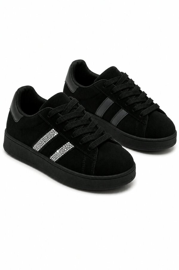 Love Lemonade Crystal Stripe Trainers Exclusive Edition All Black