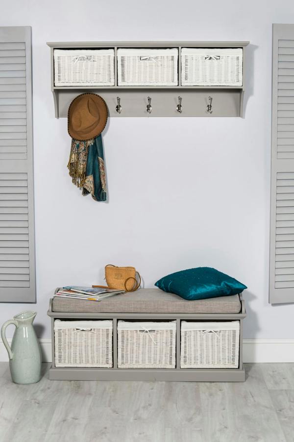 Statement Furniture Tetbury Large Hallway Set with Storage Baskets and Cushion Seat